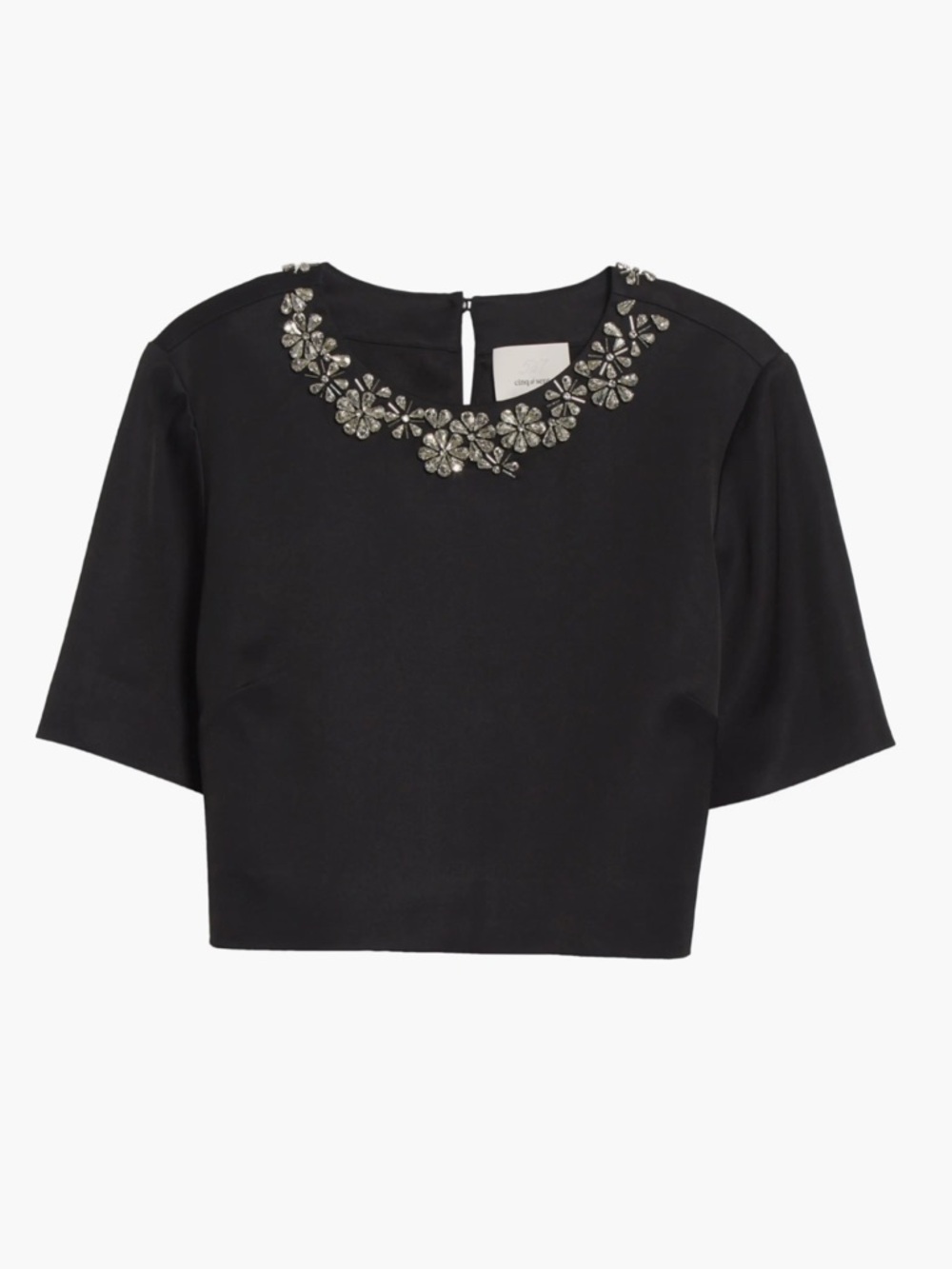 CINQ A SEPT Adona Floral Jewel Embellished Crop Top Sz S - NWT $345